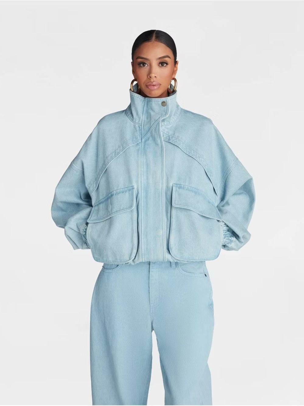 KBB by KAHLANA Women's 'The Denim Bomber Jacket' - Medium Wash